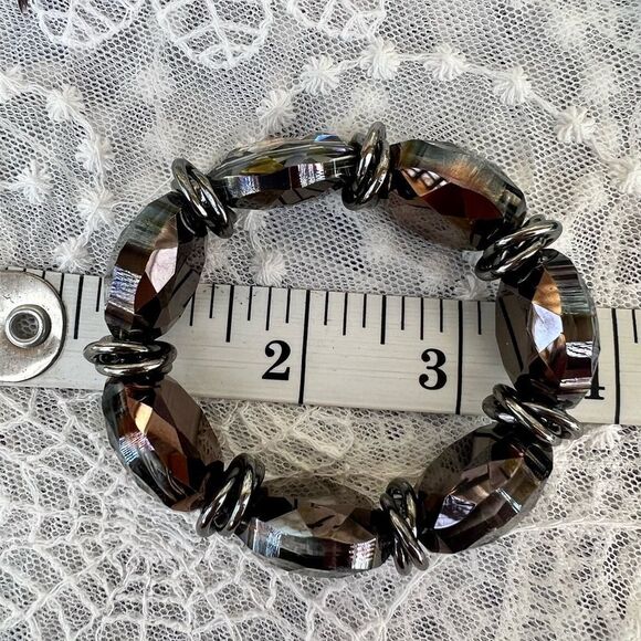 Fun Chunky Mirror Bead Stretch Bracelet - Picture 6 of 7